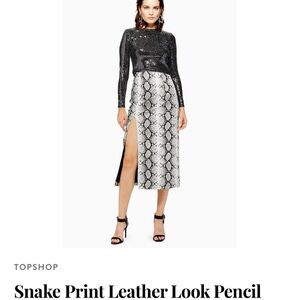 Topshop Black and White Snake Print Skirt